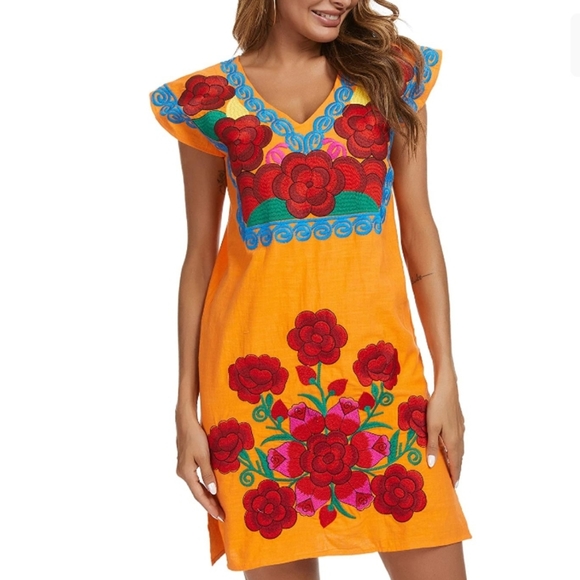 YZXDORWJ Dresses & Skirts - Embroidered🔥 Mini Cotton Dress